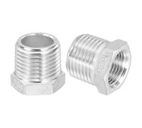 QUARKZMAN 5Pcs Reductor Hexagonal De Acero Inoxidable 304 De 1/2" Macho A 3/8" Hembra NPT, Adaptador De Tubería De Fundición Reductor Para Sistemas Industriales, De Petróleo/Gas, Agua