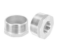 QUARKZMAN 5Pcs Reductor Hexagonal De Acero Inoxidable 304 NPT Macho De 2" A Hembra De 1", Adaptador De Tubería De Fundición Reductor Para Sistemas Industriales, De Petróleo/Gas, Agua