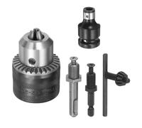 QUARKZMAN 5uds 1/2" 20UNF Taladro Portabrocas 1.5-13mm Juego con 1/2" a 1/4" Enchufe Cuadrado Hembra Adaptador Vástago 13mm Hexagonal Vástago Rápido Cambio Convertidor Portabrocas Clave
