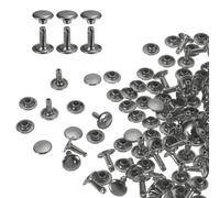 QUARKZMAN 60 Sets Doble Tapa Remaches de Cuero, Remaches Metálicos Tubulares Redondos de 9x10mm para Artesanía, Decoración de Cinturones Collares para Mascotas, Botas Bolsos, Gris Metalizado