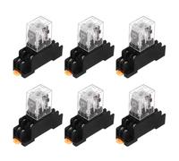 QUARKZMAN 6Pcs Relé Electromagnético De Potencia DC 12V MY2NJ | Relé De Bobina De Potencia, 8 Pines, 5A, Con Indicador LED, Base De Zócalo DPDT 2NO 2NC, Para Sistemas Industriales