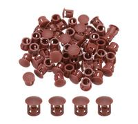 QUARKZMAN 7mm Tapones de Plástico para Agujero, 64pcs Nylon Tapa de Ocultar Orificio de Inserción para Mueble Tapón de Bloqueo Redondo a Presión para Estante Armario Gabinete, Marrón Oscuro