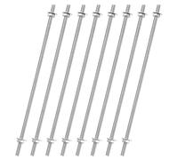 QUARKZMAN 8 Piezas Varillas Roscadas M4 de 8/32" con 16 Piezas Tuercas Hexagonales y Arandelas de 6" Acero Inoxidable 201 con Rosca Completa de Mano Derecha con Cuentas Color Plata