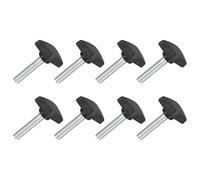 QUARKZMAN 8Pcs Tornillos de Mariposa con Mango en T, M8 x 40mm Tornillo de Sujeción con Rosca Macho de Acero al Carbono Mango en T de 36mm de Diámetro de Mango de Apriete Manual, Negro