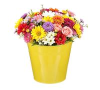 QUARKZMAN Baldes Metálicos Mini, 18 x 13 x 16.5cm / 7.09 5.12 6.5inch Pequeños Baldes Decorativos Con Asa Recipientes De Hojalata Para Dulces Bocadillos Favoritos De Fiesta Amarillo