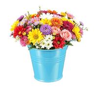 QUARKZMAN Baldes Metálicos Mini, 7 X 5 X 6Cm / 2.76 X 1.97 X 2.36Inch Pequeños Baldes Decorativos Con Asa De Estaño Para Dulces Fiestas Favores Suculentas Pequeñas Plantas, Azul