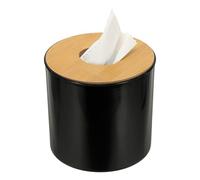 QUARKZMAN Caja Porta Pañuelos con Tapa Portarollos De Papel Higiénico Redondo para Hogar Baño Oficina Negro