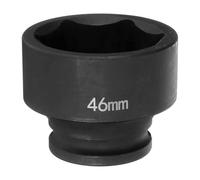 QUARKZMAN Casquillo de Impacto 6 Puntos 46mm Casquillo Métrico 1/2" Accionamiento Cuadrado 2" (50mm) Largo Acero Cr-Mo Fosfatado Para Tuercas Hexagonales de Eje, Negro