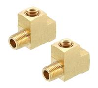 QUARKZMAN Conector en T de Latón para Tubería, 1/4" x 1/4" x 1/4" NPT, Acoplador Adaptador de 3 Vías para Conectar Tuberías de Transporte de Gas, 2 Unidades