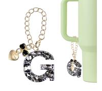 QUARKZMAN Dije De Letra Para Stanley Tumbler Cup, Accesorios De Dije Con Letra G Inicial Y Lazo De Corazón Con Rhinestones Brillantes Para Tazas Con Asa U Otras Tazas De Agua Para Mujeres,