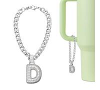 QUARKZMAN Dije De Letra Para Stanley Tumbler Cup, Accesorios De Letra Inicial Burbuja Cute D Con Rhinestone Brillante Para Tumblers U Otras Tazas Con Asa Para Mujeres, Blanco
