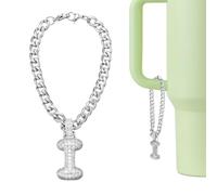 QUARKZMAN Dije De Letra Para Stanley Tumbler Cup, Accesorios De Letra Inicial I Con Purpurina Y Rhinestone Para Tazas Con Asa O Otras Tazas De Agua Para Mujeres, Blanco