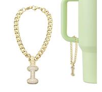 QUARKZMAN Dije De Letra Para Stanley Tumbler Cup, Accesorios De Letra Inicial I Con Purpurina Y Rhinestone Para Tazas Con Asa O Otras Tazas De Agua Para Mujeres, Dorado