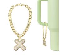 QUARKZMAN Dije De Letra Para Stanley Tumbler Cup, Accesorios De Letra Inicial x Dije Con Purpurina Y Rhinestone Para Tumbler O Otras Tazas Con Asa Para Mujeres, Dorado