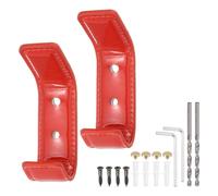 QUARKZMAN Gancho de Pared Cuero 2 Ganchos Rojo 2 Piezas | Moderno de Entrada, con Brocas de Taladro de Giro Mini y Accesorios de Instalación, para Colgar Chaquetas, Bolsos, Batas