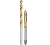 QUARKZMAN Juego de Machos y Brocass, 1 Pieza Macho de Roscar Espiral Unc 3/16-24 y 1 Pieza Brocas de Espiral de 3.7Mm, Recubiertas de Titanio Hss-6542