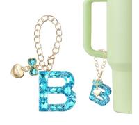 QUARKZMAN Letra Colgante Para Stanley Tumbler Cup, Accesorio De Letra B Inicial Con Corazón Y Lazo De Estrás Para Tazas Con Asa O Otras Botellas De Agua Para Mujeres, Azul
