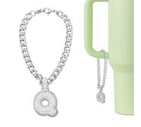 QUARKZMAN Letra Colgante Para Stanley Tumbler Cup, Accesorios De Letra Q Con Purpurina Y Rhinestone Para Tazas Con Asa O Vasos De Agua Para Mujeres, Blanco
