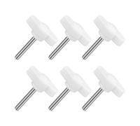 QUARKZMAN M4 x 25mm Tornillos Moleteados, 6pcs Perillas de Ala en T Rosca Macho de Acero Inoxidable 304 Tuerca Pomo de Mango Asas Ajustables Sujeción Manual para Máquina, Blanco, 27mm Ancho