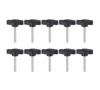QUARKZMAN M4 x 30mm Ala Mango Perilla, 10pcs Manija de Sujeción Forma T Pomo de 27mm Ancho de Pulgar Tornillo de Cabeza Moleteada Rosca Macho Estándar para Instrumentos Carpintería, Negro
