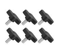 QUARKZMAN M5 x 12mm Tornillos Moleteados, 6pcs Perillas de Ala en T Rosca Macho de Acero Inoxidable 304 Tuerca Pomo de Mango Asas Ajustables Sujeción Manual para Máquina, Negro, 27mm Ancho