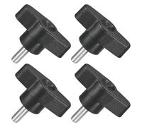QUARKZMAN M5 x 14mm Tornillos Moleteados, 4pcs Perillas de Ala en T Rosca Macho de Acero Inoxidable 304 Tuerca Pomo de Mango Asas Ajustables Sujeción Manual para Máquina, Negro, 36mm Ancho