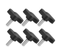 QUARKZMAN M5 x 14mm Tornillos Moleteados, 6pcs Perillas de Ala en T Rosca Macho de Acero Inoxidable 304 Tuerca Pomo de Mango Asas Ajustables Sujeción Manual para Máquina, Negro, 27mm Ancho