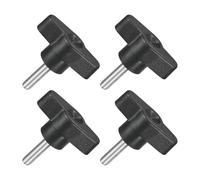 QUARKZMAN M5 x 20mm Tornillos Moleteados, 4pcs Perillas de Ala en T Rosca Macho de Acero Inoxidable 304 Tuerca Pomo de Mango Asas Ajustables Sujeción Manual para Máquina, Negro, 36mm Ancho