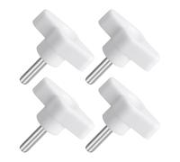 QUARKZMAN M5 x 20mm Tornillos Moleteados, 4pcs Perillas de Ala en T Rosca Macho de Acero Inoxidable 304 Tuerca Pomo de Mango Asas Ajustables Sujeción Manual para Máquina, Blanco, 36mm Ancho
