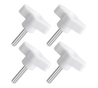 QUARKZMAN M5 x 25mm Tornillos Moleteados, 4pcs Perillas de Ala en T Rosca Macho de Acero Inoxidable 304 Tuerca Pomo de Mango Asas Ajustables Sujeción Manual para Máquina, Blanco, 36mm Ancho