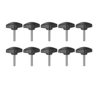 QUARKZMAN M5 x 30mm Ala Mango Perilla, 10pcs Manija Negro de Sujeción Forma T Pomo de 36mm Ancho de Pulgar Tornillo de Cabeza Moleteada Rosca Macho Estándar para Taladros Carpintería
