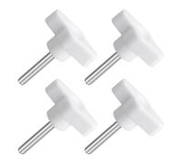 QUARKZMAN M5 x 30mm Tornillos Moleteados, 4pcs Perillas de Ala en T Rosca Macho de Acero Inoxidable 304 Tuerca Pomo de Mango Asas Ajustables Sujeción Manual para Máquina, Blanco, 36mm Ancho
