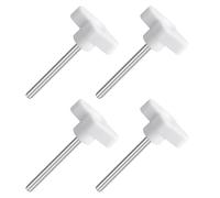 QUARKZMAN M5 x 55mm Tornillos Moleteados, 4pcs Perillas de Ala en T Rosca Macho de Acero Inoxidable 304 Tuerca Pomo de Mango Asas Ajustables Sujeción Manual para Máquina, Blanco, 36mm Ancho