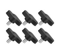 QUARKZMAN M5 x 8mm Tornillos Moleteados, 6pcs Perillas de Ala en T Rosca Macho de Acero Inoxidable 304 Tuerca Pomo de Mango Asas Ajustables Sujeción Manual para Máquina, Negro, 27mm Ancho