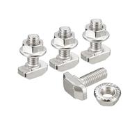 QUARKZMAN M6*16 Conjunto de Tornillos de Cabeza de Martillo, 20pcs Perno de Caída en Ranura en T Deslizantes T-Nut con 20pcs Tuercas Hexagonales de Brida para Serie 30 Aluminio Perfil