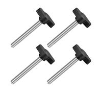 QUARKZMAN M6 x 50mm Tornillos Moleteados, 4pcs Perillas de Ala en T Rosca Macho de Acero Inoxidable 304 Tuerca Pomo de Mango Asas Ajustables Sujeción Manual para Máquina, Negro, 27mm Ancho
