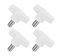 QUARKZMAN M8 x 14mm Tornillos Moleteados, 4pcs Perillas de Ala en T Rosca Macho de Acero Inoxidable 304 Tuerca Pomo de Mango Asas Ajustables Sujeción Manual para Máquina, Blanco, 36mm Ancho