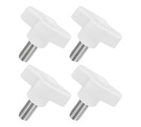 QUARKZMAN M8 x 16mm Tornillos Moleteados, 4pcs Perillas de Ala en T Rosca Macho de Acero Inoxidable 304 Tuerca Pomo de Mango Asas Ajustables Sujeción Manual para Máquina, Blanco, 36mm Ancho