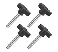 QUARKZMAN M8 x 50mm Tornillos Moleteados, 4pcs Perillas de Ala en T Rosca Macho de Acero Inoxidable 304 Tuerca Pomo de Mango Asas Ajustables Sujeción Manual para Máquina, Negro, 36mm Ancho