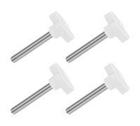 QUARKZMAN M8 x 60mm Tornillos Moleteados, 4pcs Perillas de Ala en T Rosca Macho de Acero Inoxidable 304 Tuerca Pomo de Mango Asas Ajustables Sujeción Manual para Máquina, Blanco, 36mm Ancho