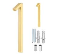QUARKZMAN Números Flotantes Para Casa 5 Pulgadas Números De Dirección Modernos En Aleación De Zinc Sólido Para Exterior Con Kit De Clavos Para Casa Calle Oficina Buzón (Número 1 Dorado)