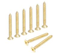 QUARKZMAN Tornillos Phillips de latón para madera, M5 x 40 mm, tornillos Phillips planos de latón para madera, conectores autorroscantes para muebles, bisagras de puertas (tono dorado, 8pcs)