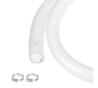 QUARKZMAN Tubo De PVC Vinilo Transparente Trenzado 12.7mm x 15.9mm 100ft Tubo De PVC Manguera De Agua De Alta Presión Para Tubería Industrial, Bomba, 1/2" ID 5/8" OD, Con Abrazaderas