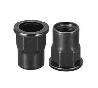 QUARKZMAN Tuercas remachadas M10, media rosca hexagonal de acero al carbono con cabeza plana zincada negra 20 piezas