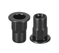QUARKZMAN Tuercas remachadas M4, media rosca hexagonal de acero al carbono con cabeza plana zincada negra 20 piezas