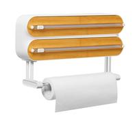 Quasziwa Dispensador Papel Aluminio y Film con Portarrollos Cocina - Organizador Mejorado Magnético de Papel Film Transparente con Hoja Afilada de Larga duración, Soporte Papel Cocina 3 en 1, Blanco