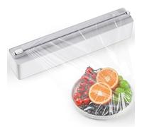 Quasziwa Dispensador Papel Aluminio y Film - Organizador de Cocina Magnético y Adhesivo sin Taladrar, Corte Preciso y Ahorra Espacio, Cortador de Film Transparente - Para Rollos de hasta 31cm, Blanco