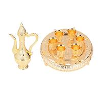 Qudinip Juego de Copas de Vino de Metal Dorado, Copas de Vino Pequeñas y Elegantes con Jarra para Decoración del Hogar y Regalos