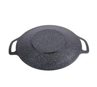 Qudinip Sartén para Parrilla Coreana con Revestimiento Antiadherente de Seis Capas, Plancha para Barbacoa Redonda Duradera para Cocinar en Interiores y Exteriores, Color Negro, 1 Unidad (34cm)