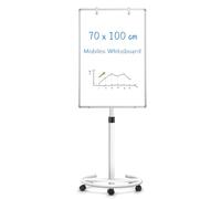 QUEENLINK Pizarra blanca móvil de 70 x 100 cm magnética con soporte, altura ajustable, borrado en seco, pizarra blanca para oficina, enseñanza